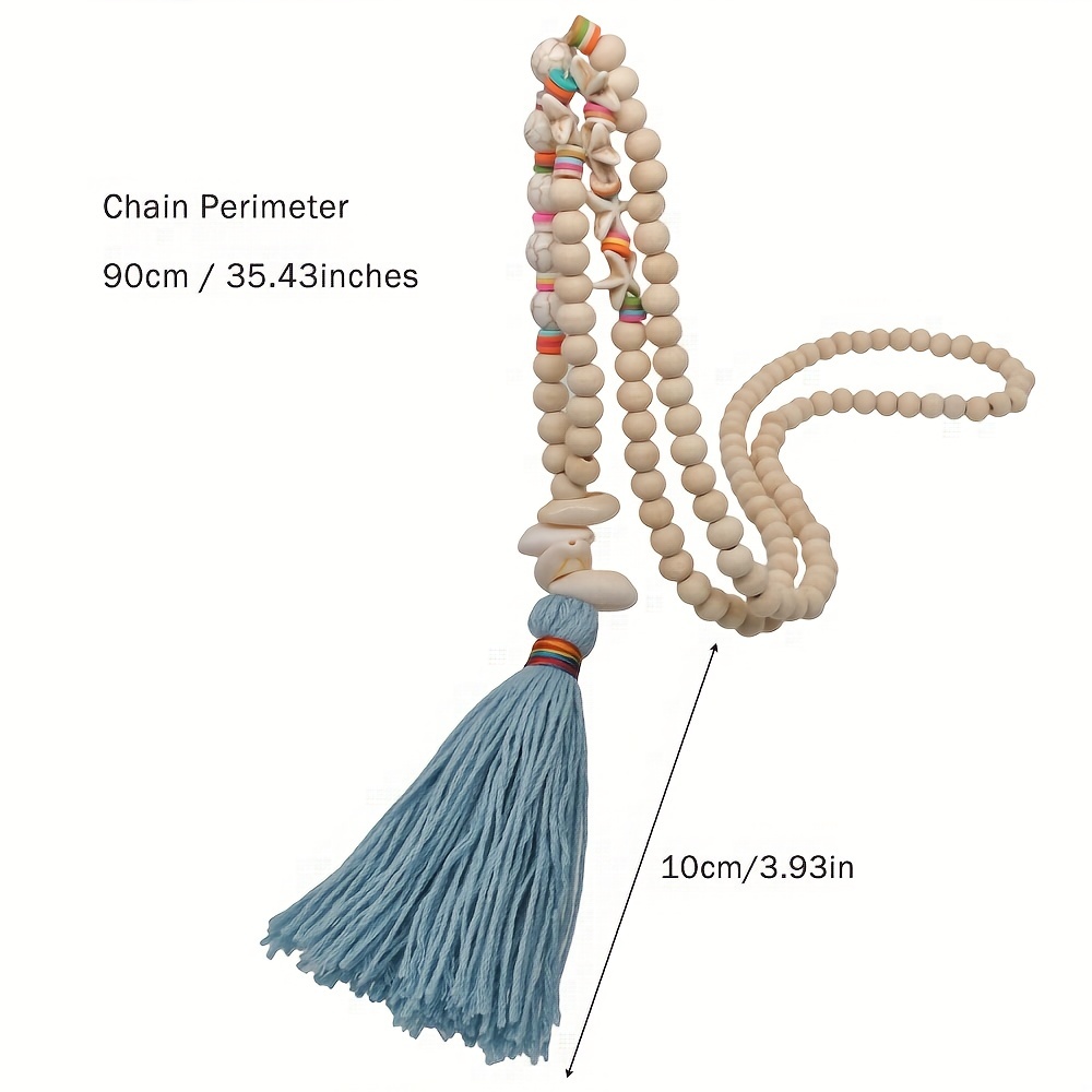 bead amazon handmade jewellery boho shell soft clay stone handmade beaded tassel pendant Temu