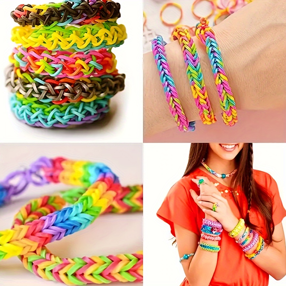 Diy Looming Band Kit Colored Rubber Bands Handmade Bracelets - Temu