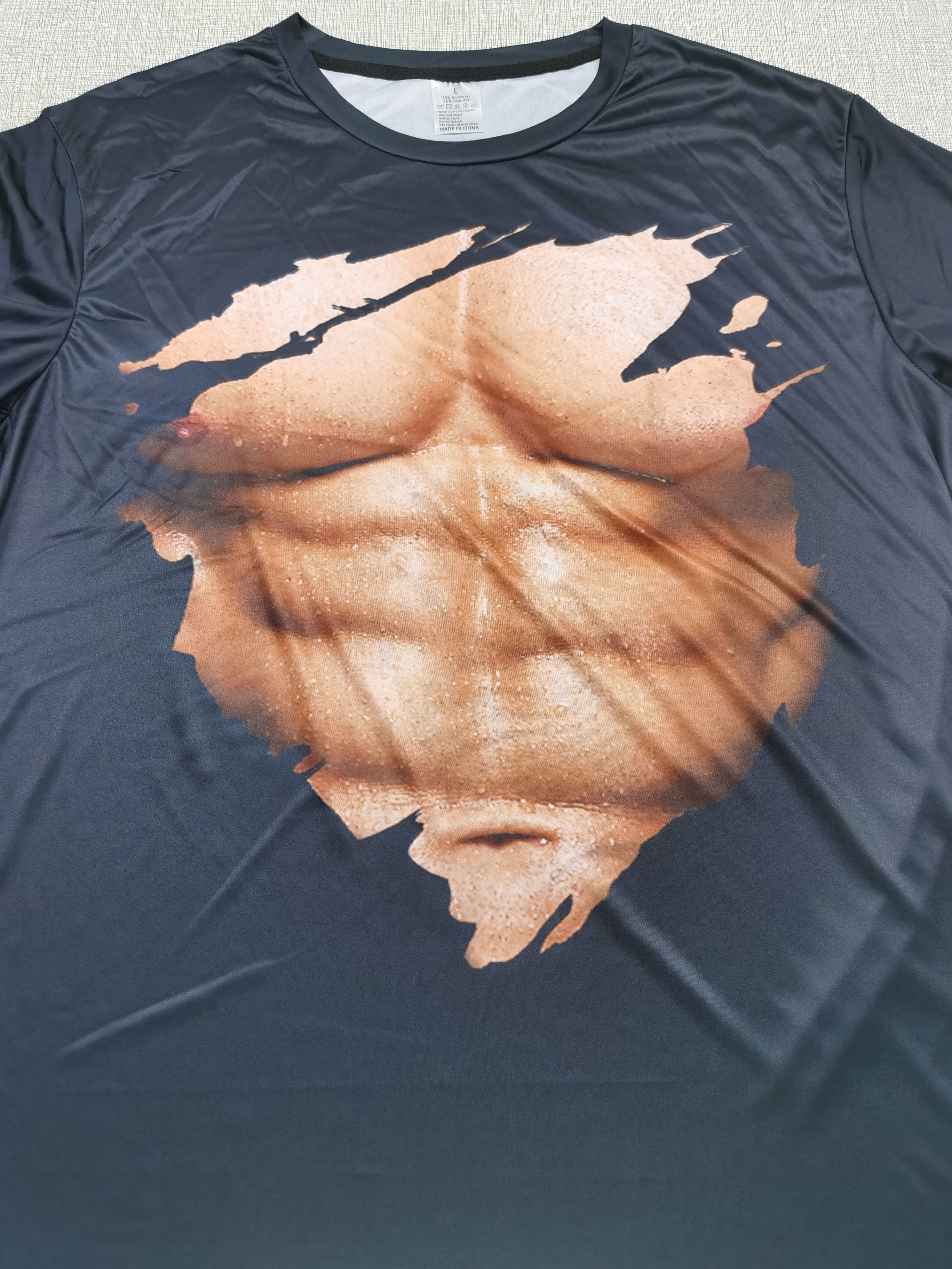 Funny Muscle 3d Digital Pattern Print Men's Graphic T shirts - Temu