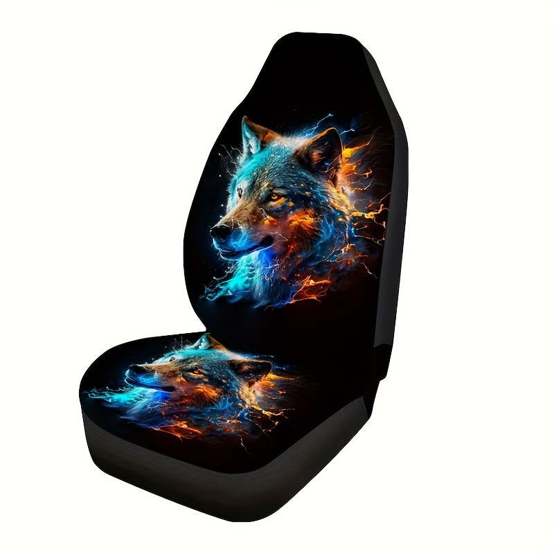 Wolf Printed Men Car Seat Cover Front Seats Only Full Set of 2