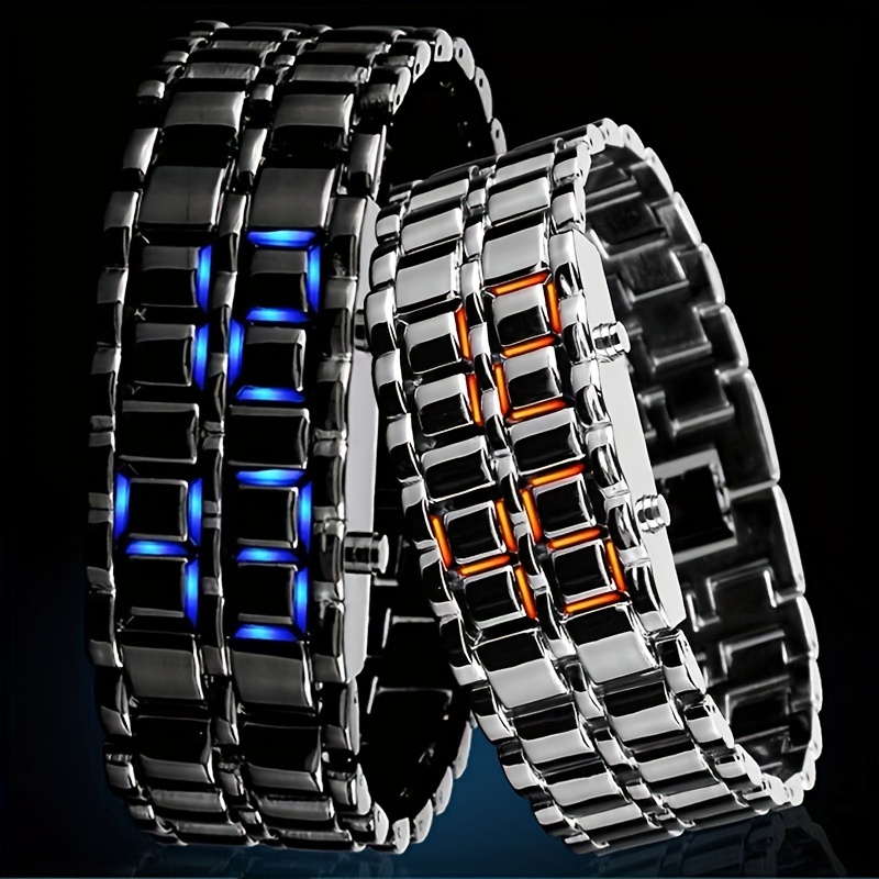 

Lava Led Digital Watch For Outdoor, Casual Stainless Steel Couple Wristwatch For Women Men Teens Students