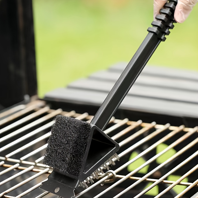 1 Bbq Cleaning Grill Brush With Scraper Long Handle Grill - Temu