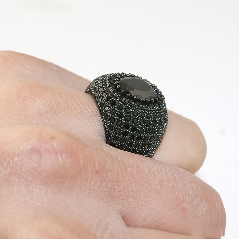 Silver Zircon Ring Wedding Engagement Business Men