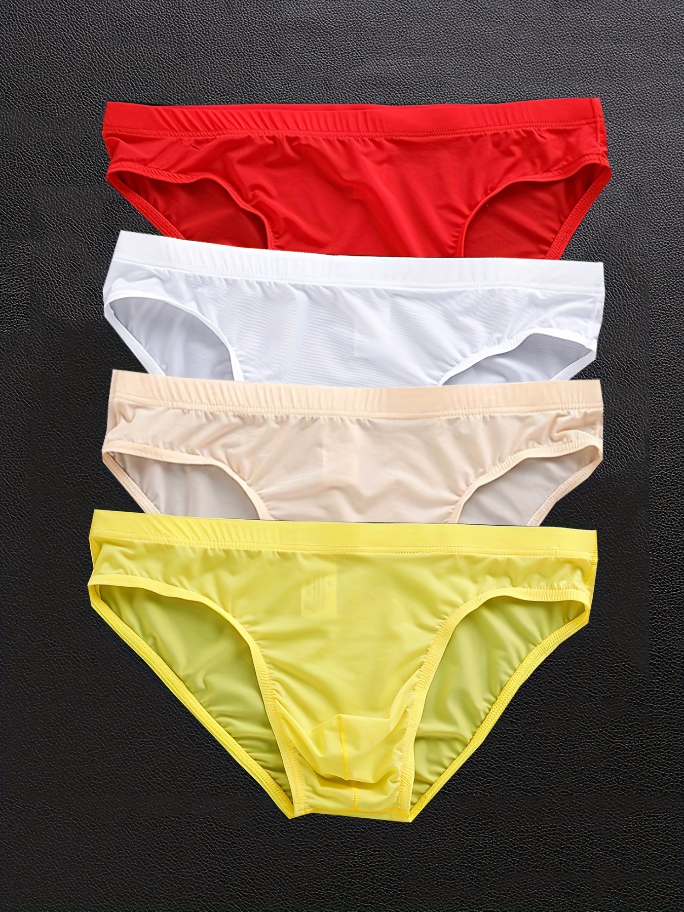 Plain Solid Color Ultra Thin Breathable 4PCs Underwear Set