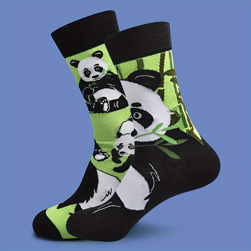 Image of A Pair Of Unisex Ab Socks Featuring A Trendy Panda Design, Perfect For Keeping Warm With Mid-calf Length