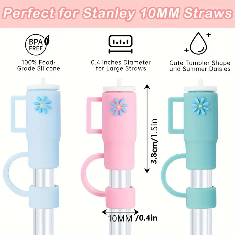 5PCS Straw Cover Cap for Stanley Cup Silicone Straw Tip Topper fit