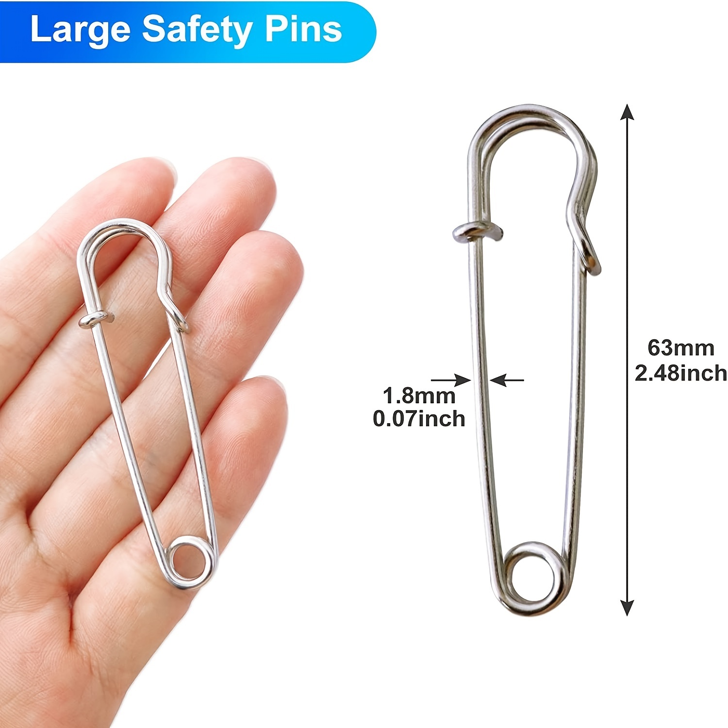 12pcs Extra-Large 4 Steel Safety Pins