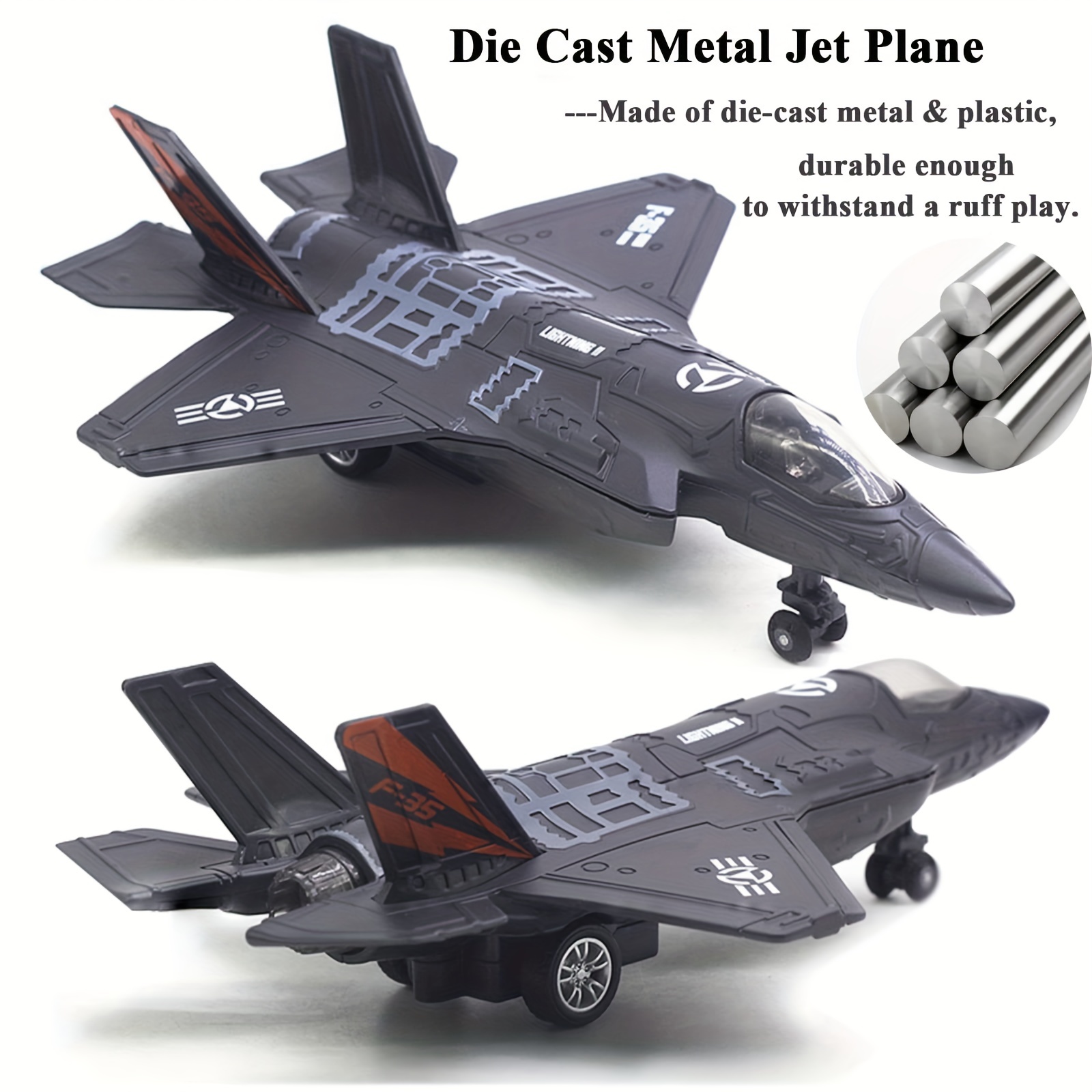 F-35 Avion de chasse avec Sound Light Collection Modèle Jouet Pull Back &  Go Avion Militaire Jouets Décor Cadeau