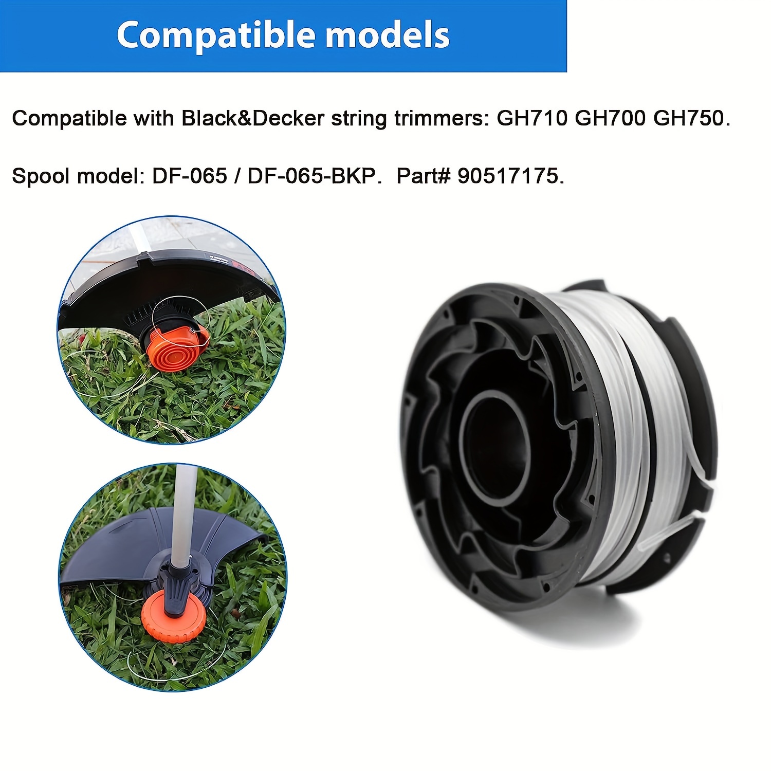 Df-065 String Trimmer Spools Compatible With Black And Decker Gh710 Gh700  Gh750 Rc-065, Df-065-bkp Eater Refills Line Auto-feed Dual Line Edger +  Rc-065-p Spool Cover - Temu United Arab Emirates