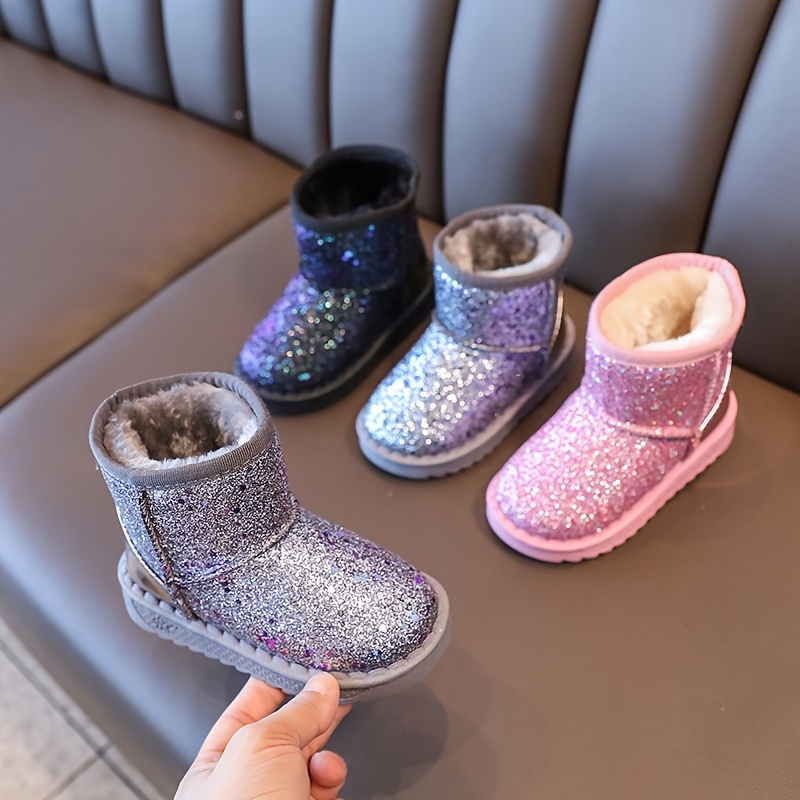 Girl's Solid Snow Boots with Warm Fleece Lining, Cozy Ankle Design