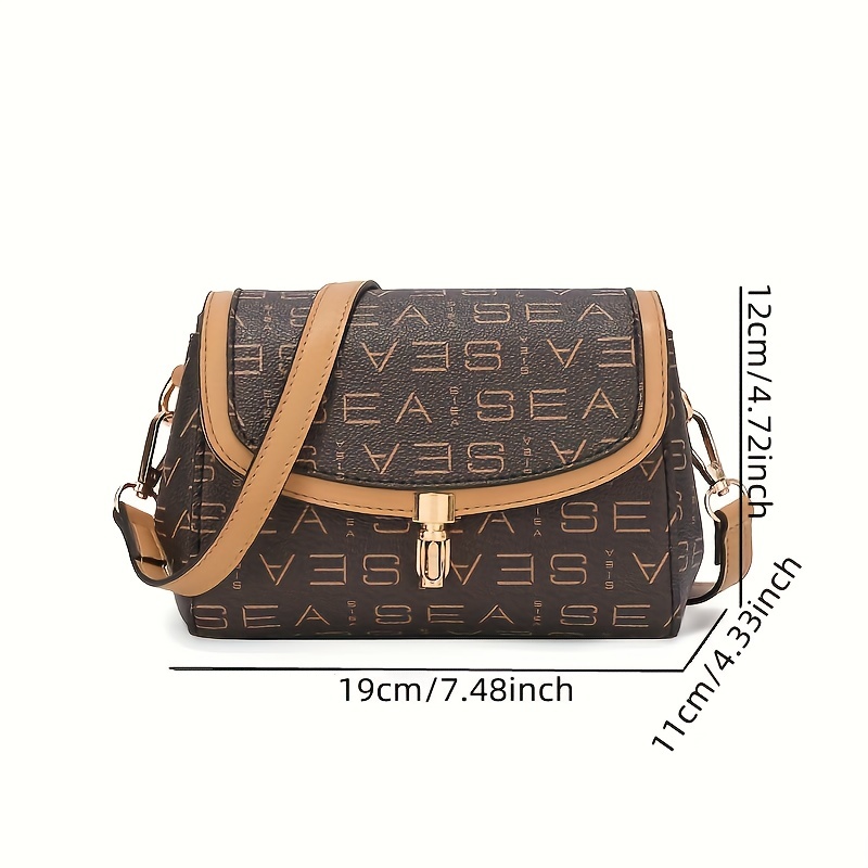 Ladies Classic Print Handbag Square Bag Crossbody Bag for Women