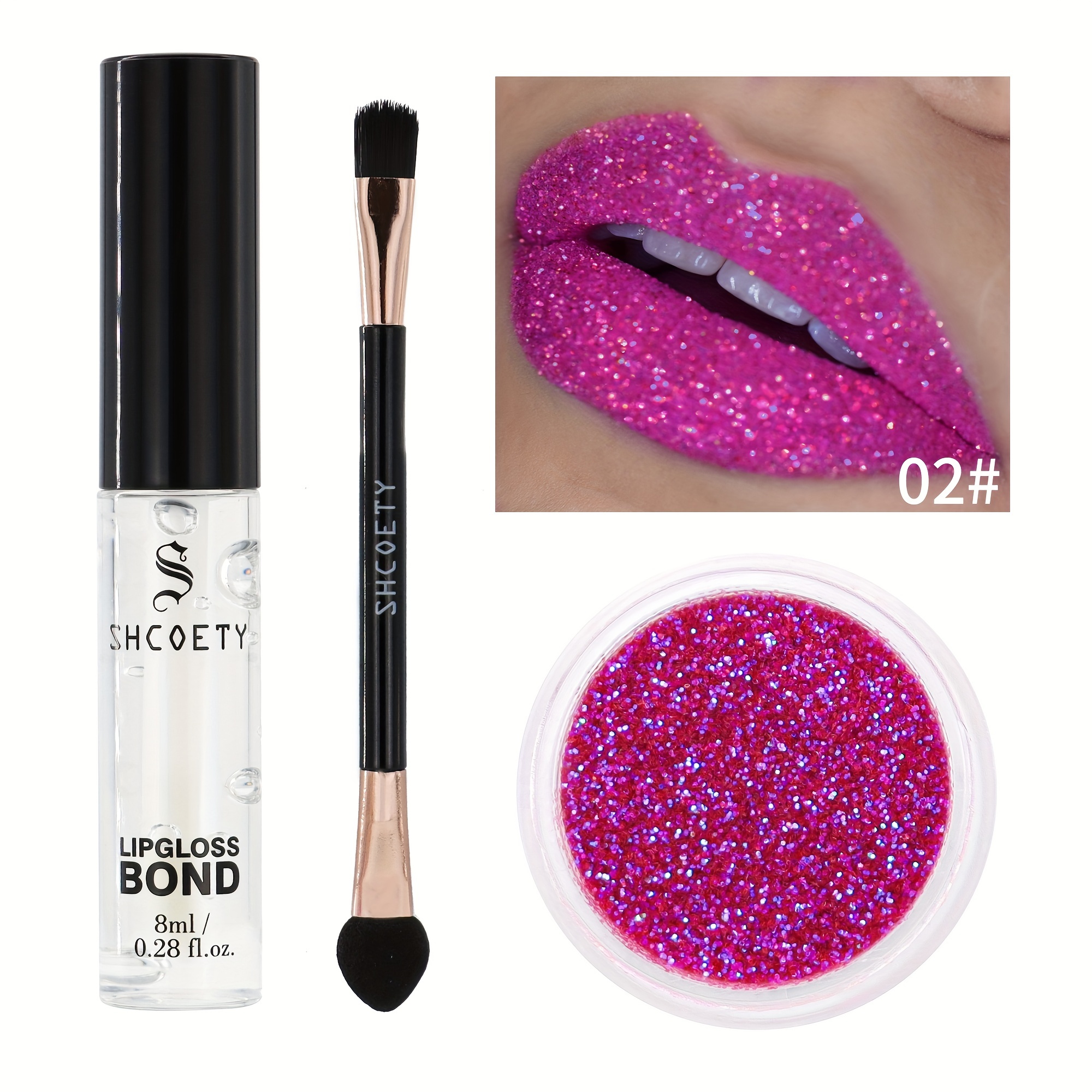 Sparkling Glitter Gel + Pearlescent Metallic Lip Gloss + - Temu