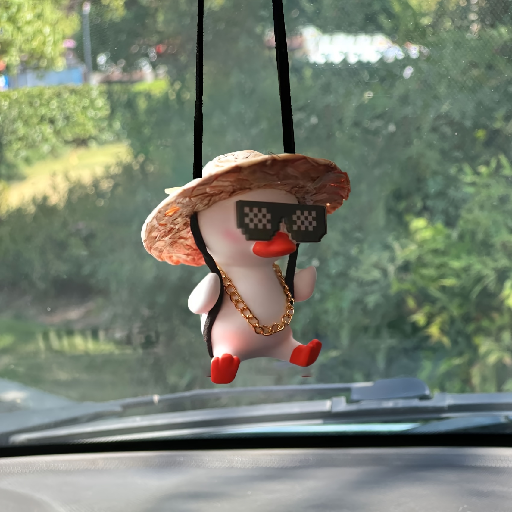 balançant chapeau de paille caneton pendentif balançant canard animal  voiture décoration voiture pendentif balançant canard