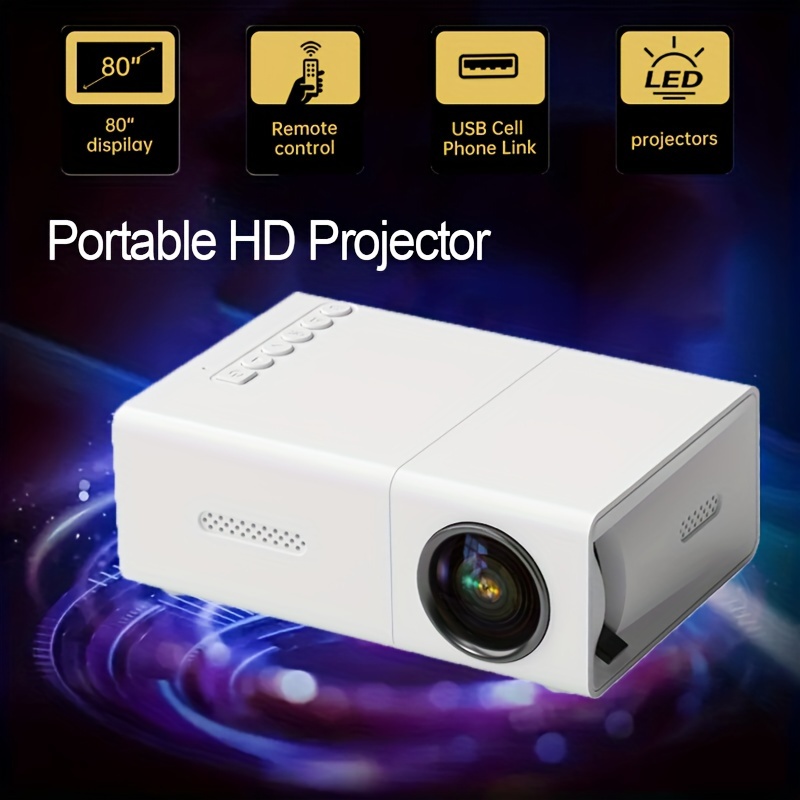 Mini proyector portátil, mini proyector, proyector de video, proyector Full  HD, proyector de cine en casa LED portátil de color real para teléfono