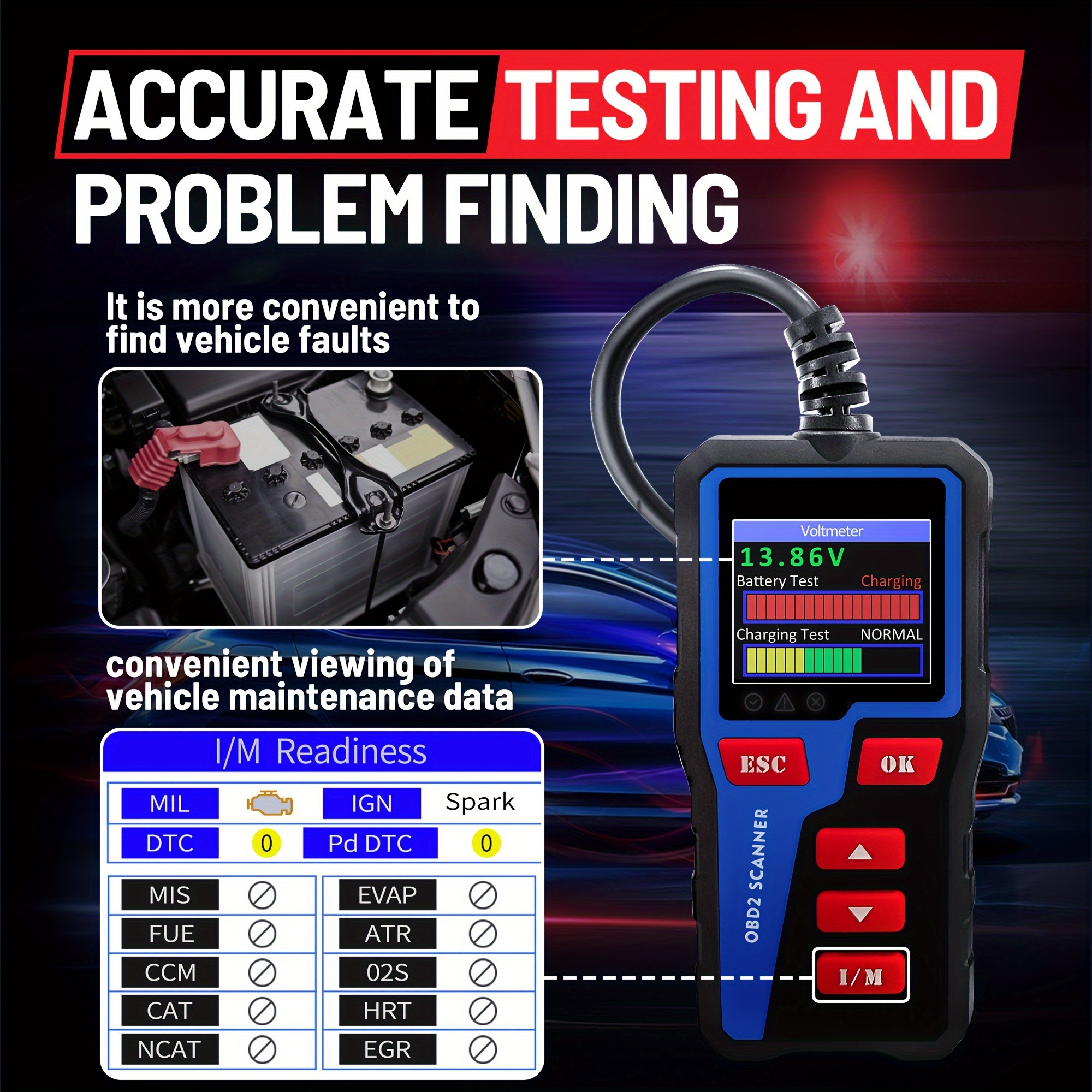 V700 Obd2 Car Code Reader: Diagnose Check Engine Light Fault - Temu
