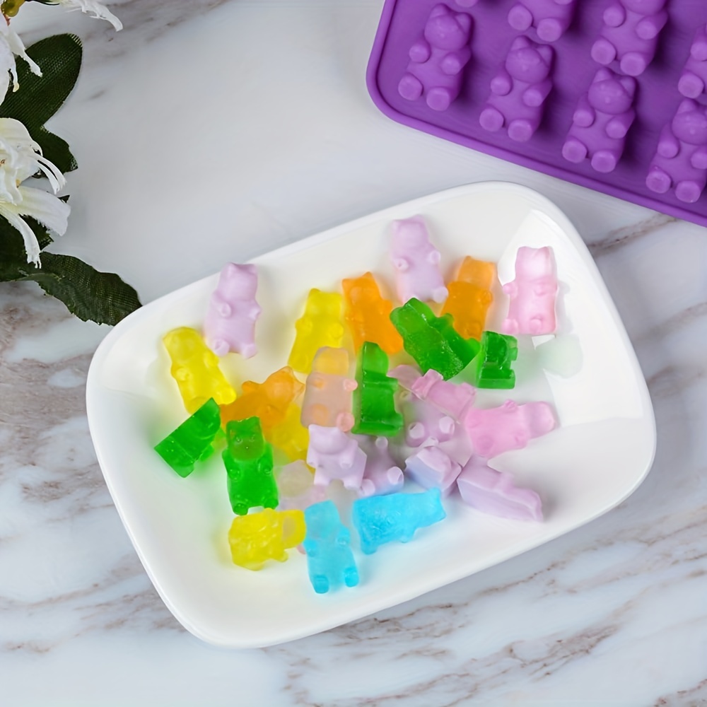 Gummy Bear mold Silicone mold - jelly, chocolate, candy molds maker kit  Nonstick Food Grade Silicone Pack of 3 with 2 Droppers 