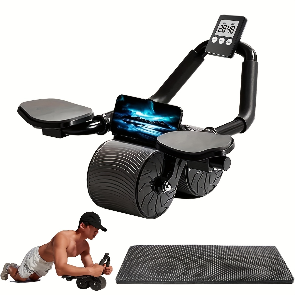 Ab Roller Wheel Automatic Rebound, Ab Workout Equipment for