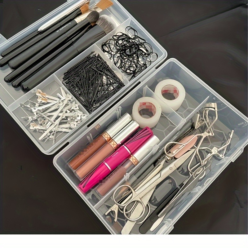 ELF Hair Accessories Organizer Hair Tie Storage Box with Fold Tray 3 Layers  Plastic Tool Box Hair Accessories Organizer Box 