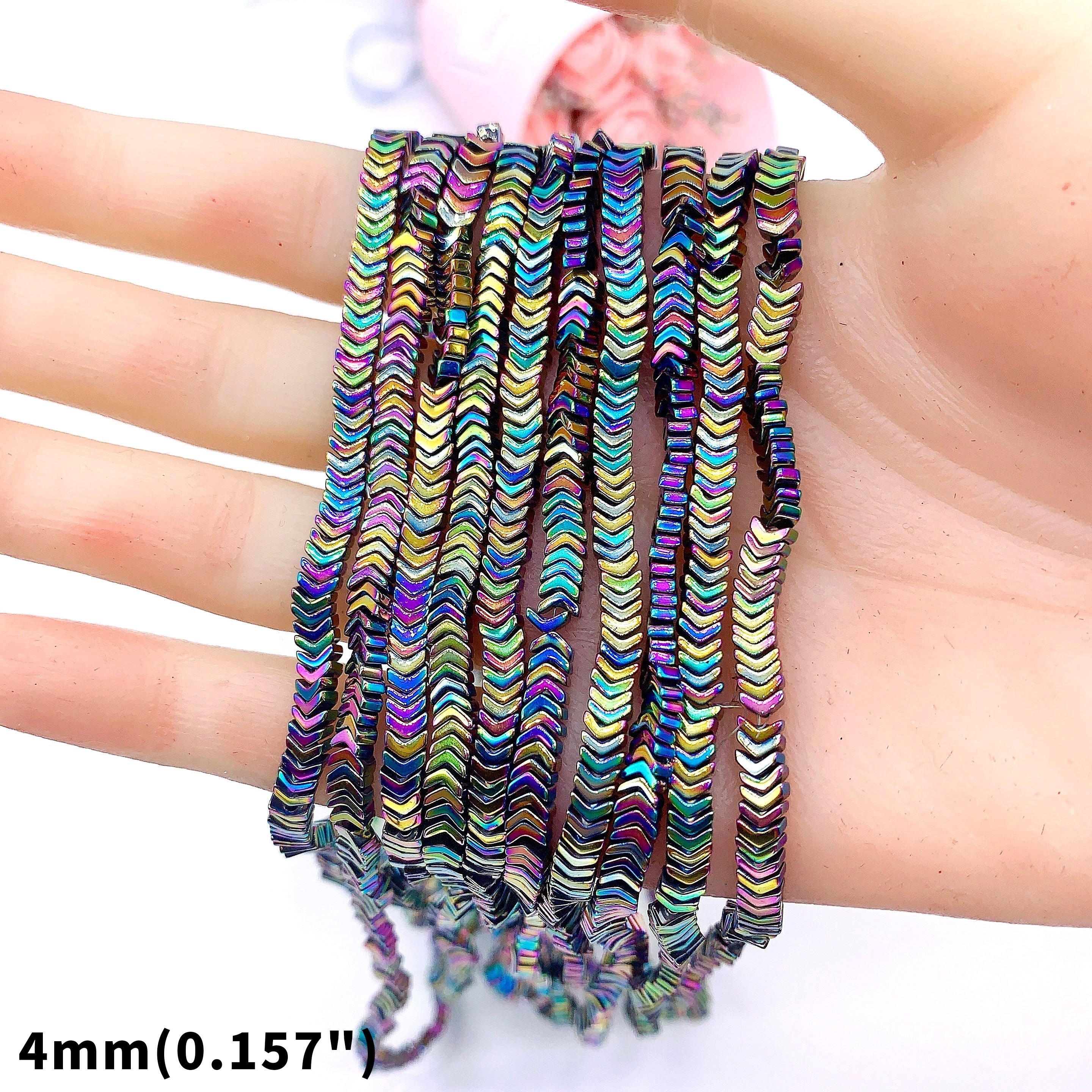 3 4 6 8mm Gradient Rainbow Colorful Hematite Stone Beads Round Loose Beads  For Jewelry Making Diy Necklace Bracelet