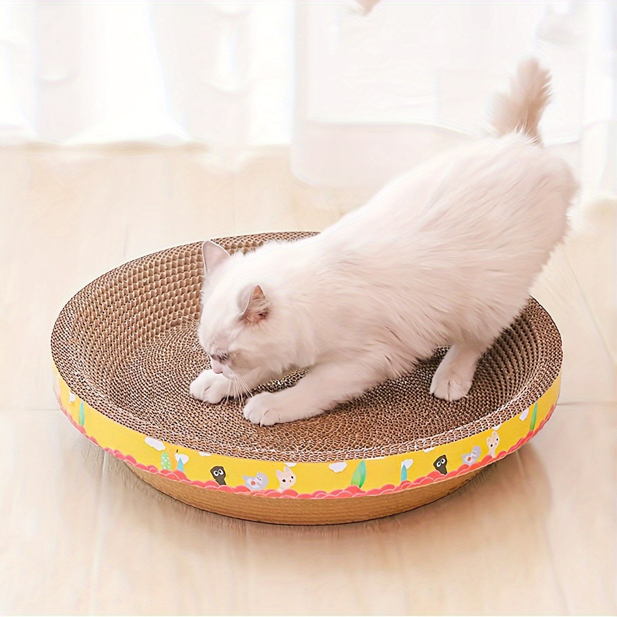 Gato ondulado redondo arranhando brinquedo com bola de moagem garra gato  mágico scratch órgão board gatinho quadro escalada