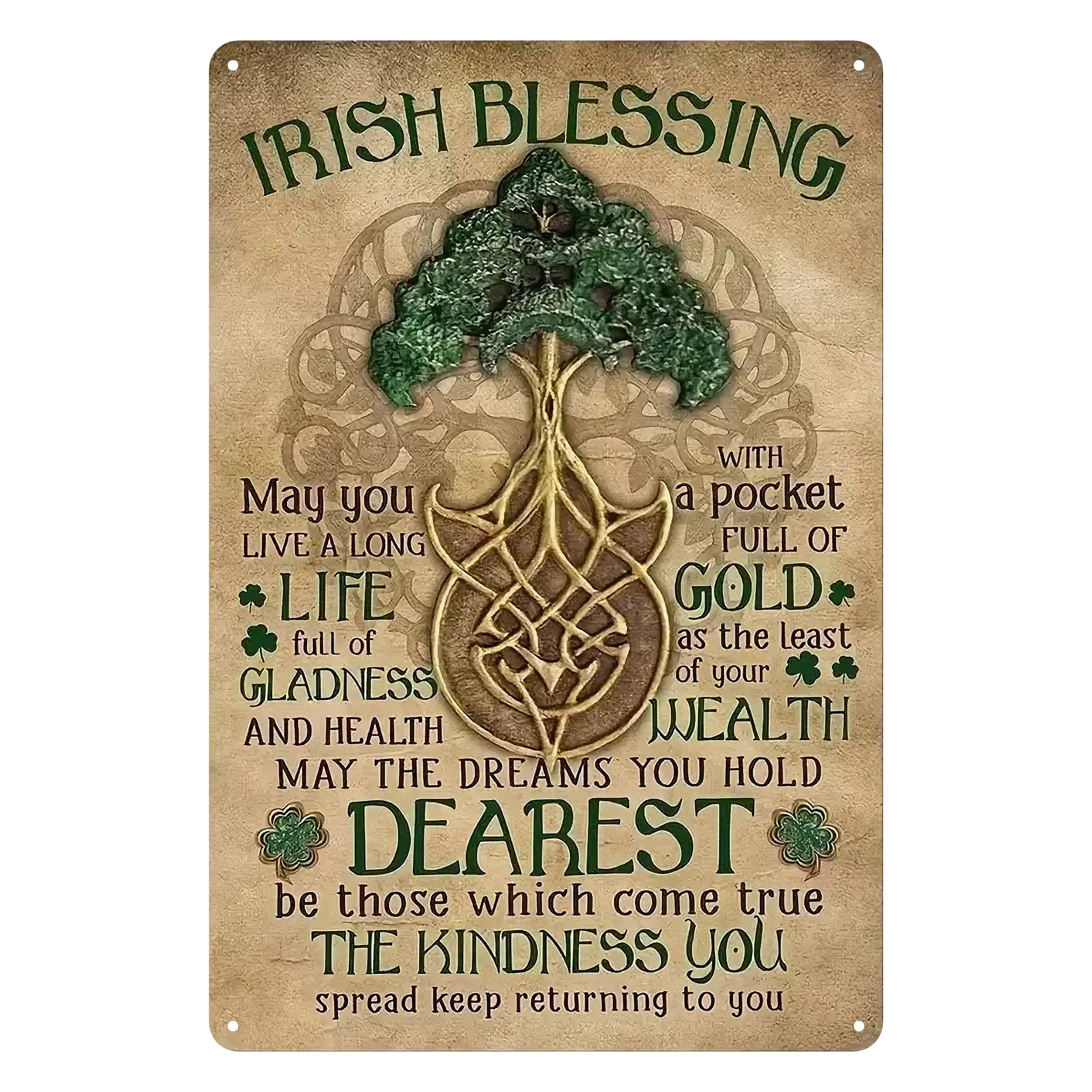 

1pc Vintage Metal Tin Sign-irish Blessing Home Decoration-a Vintage Wall, Decorationinterior Wall Decoration, Gifts For Creative 8x12inch