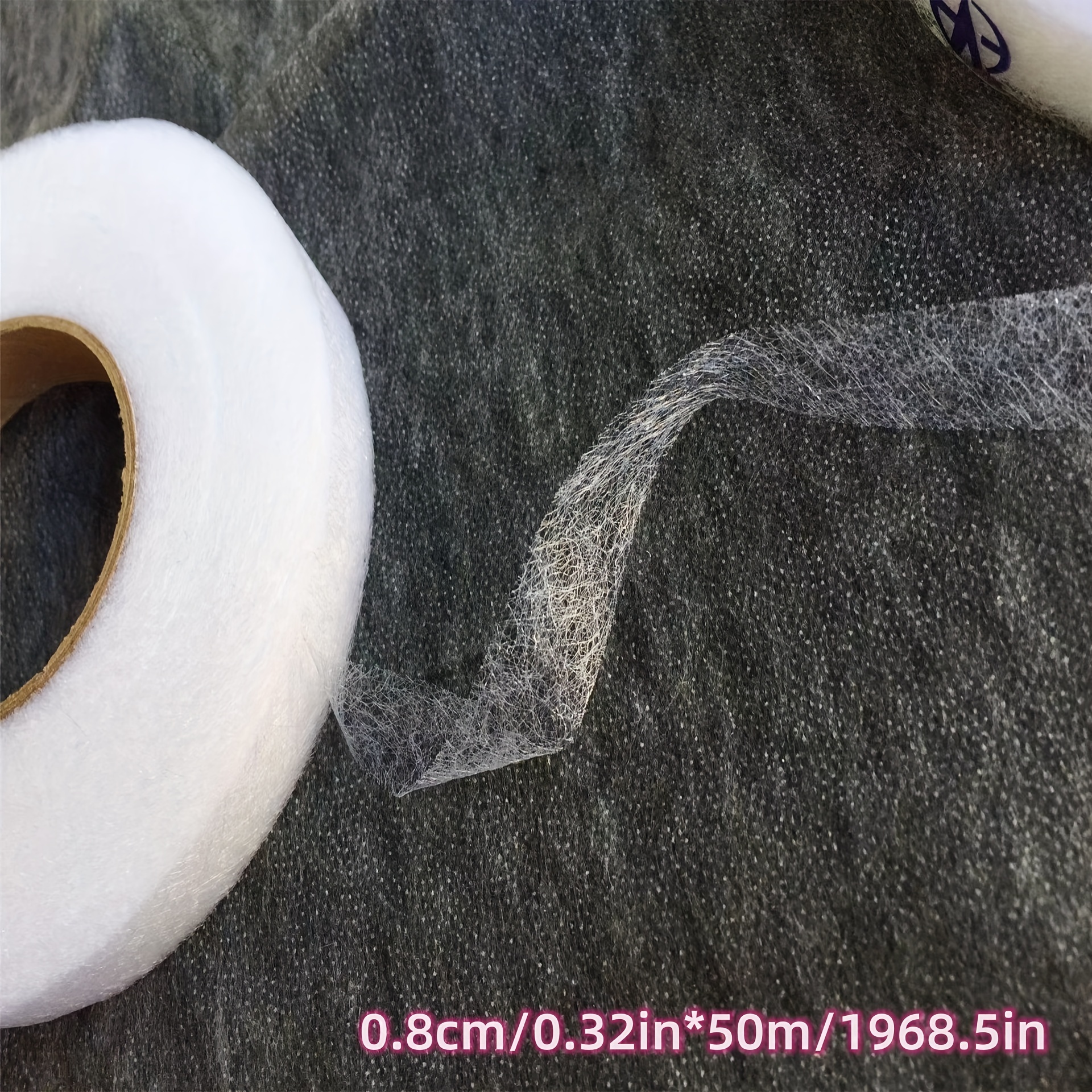 1pcs 50 Meter Roll Of Double-sided Adhesive Interlining For And - Iron-on, Non-woven, And Hot-pressed Mesh Inlay Strip