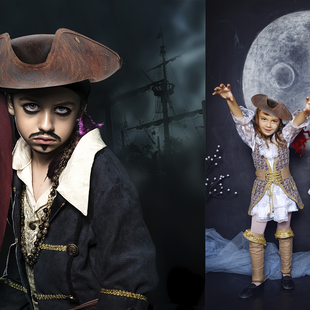  Foaincore Sombrero pirata de piel sintética para Halloween,  accesorios de pirata, disfraz de pirata, disfraz de hombre, para fiesta  temática de pirata, cosplay, mascarada, color marrón : Juguetes y Juegos