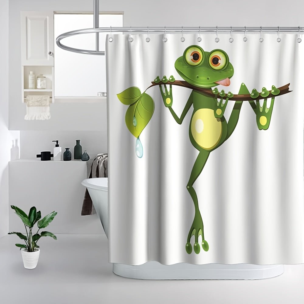 Feelyou Frog Shower Curtain Tropical Amphibian Bath Curtain with 12 Hooks  Tropical Rain Nature 3D Animal Theme Bathroom Decor Shower Curtain Set for