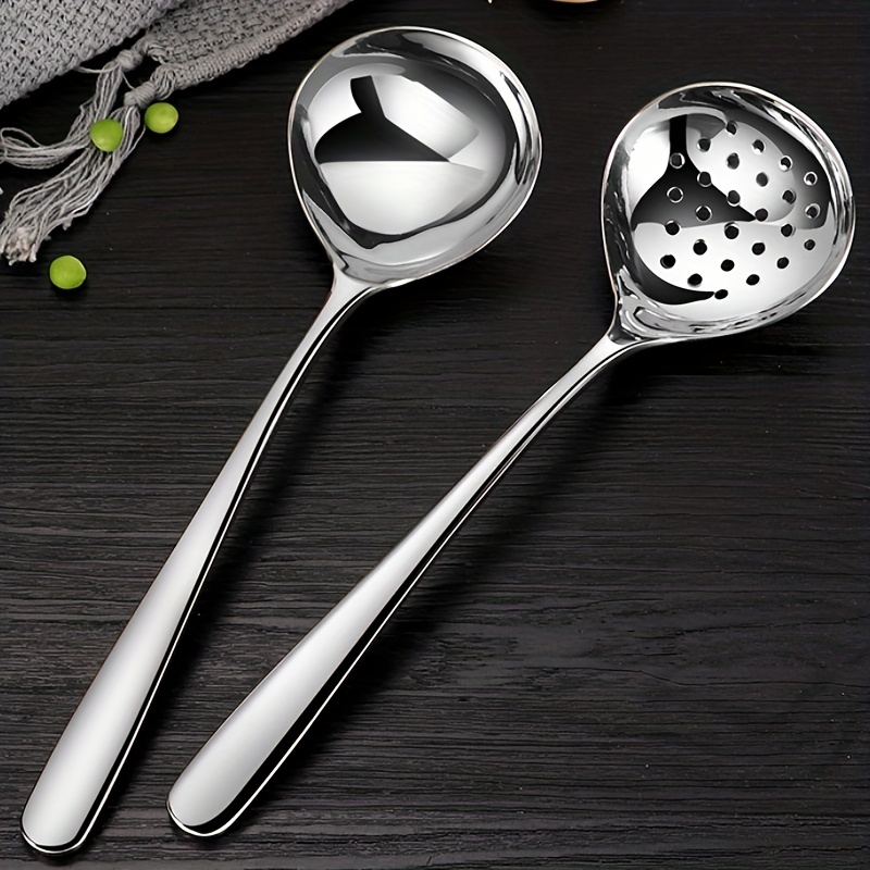 304 Stainless Steel Noodle Soup Spoon Cooking Spoon Long - Temu