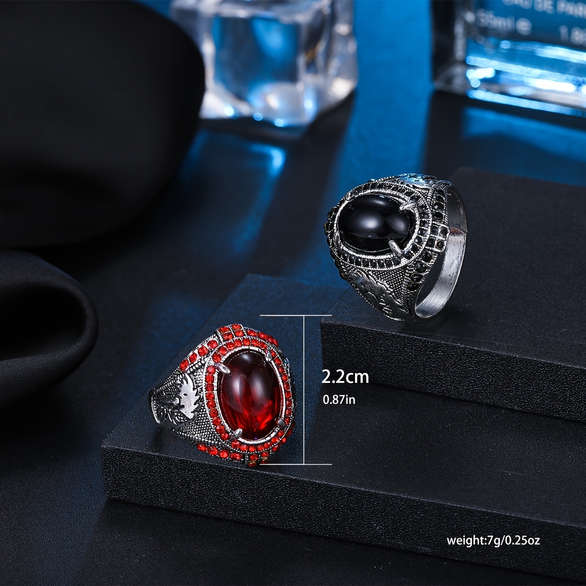 Men's Classic Gemstone & Red Gemstone Ring