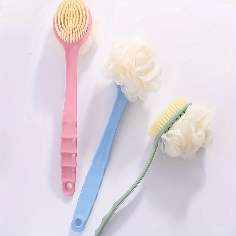 

2-in-1 Long Handle Bath Brush With Soft Bristles & Shower Ball - Dual-sided Back Scrubber For Deep Clean And Massage