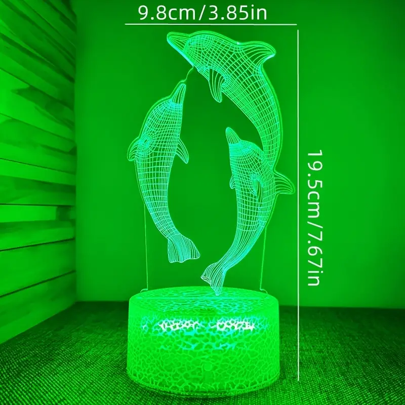 1pc creative 3d night light with crack base three dolphins usb ambient desk lamp with touch button 7 67 x3 85 2