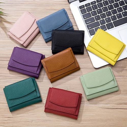 genuine leather mini card holder with coin purse made of top layer cowhide perfect gift for women