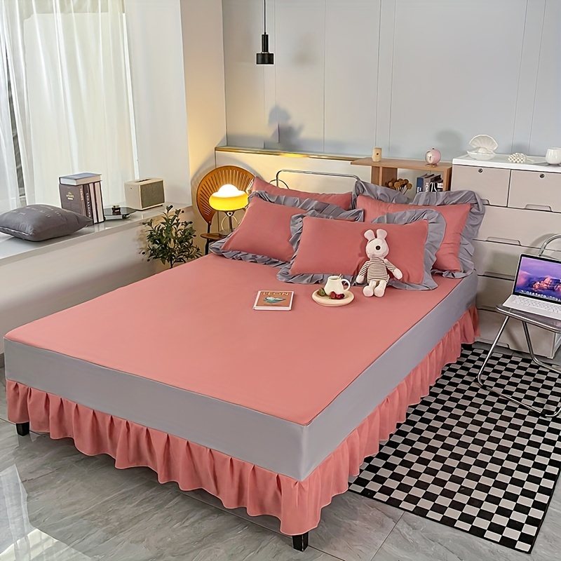 Pink bed skirt on sale queen