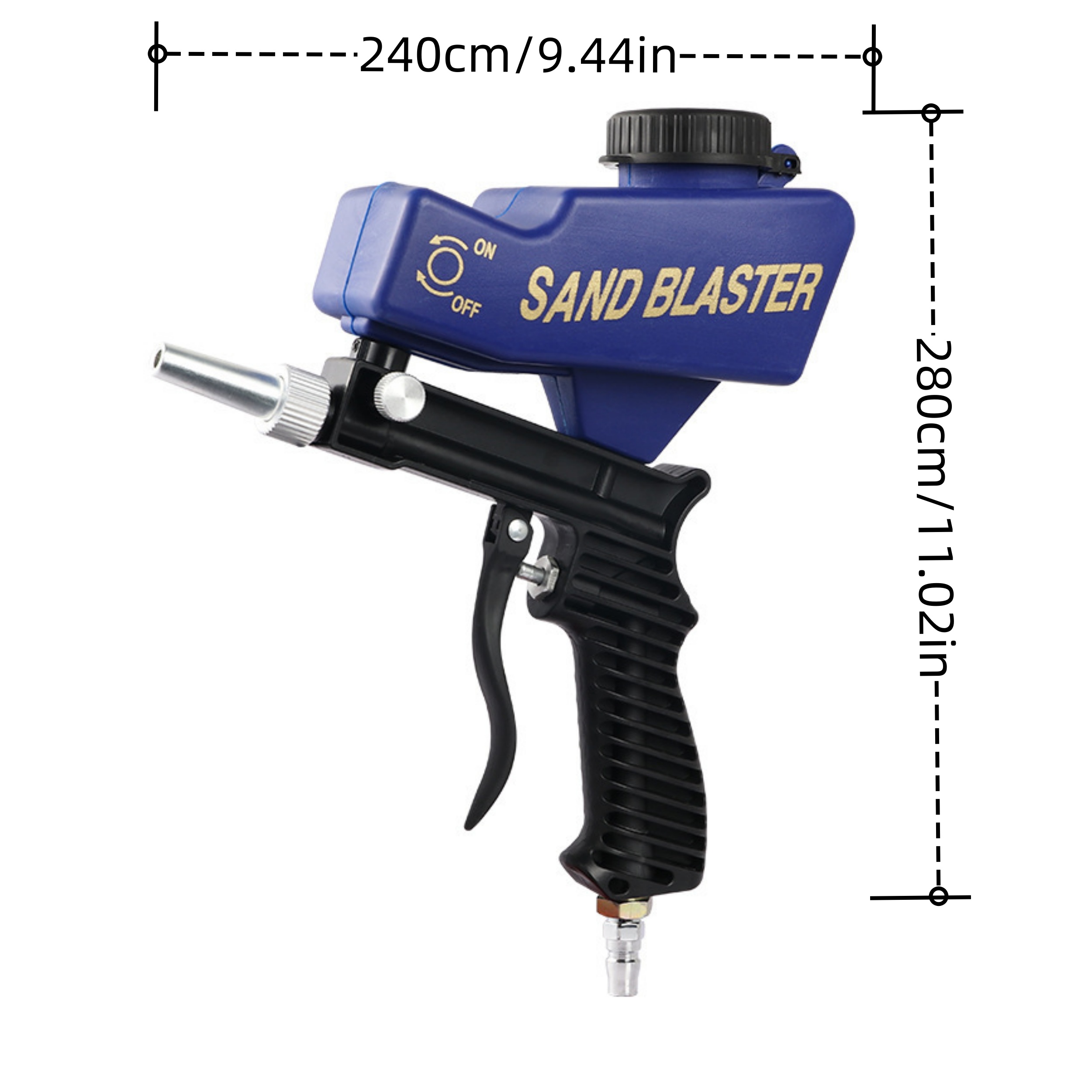 Sand Blaster, 90psi Sand Blaster Gun Kit Hand Held Sand Blasting Spray Gun  Small Nozzle Pneumatic Sandblaster Spray Gun Sand Removal Blasting Power