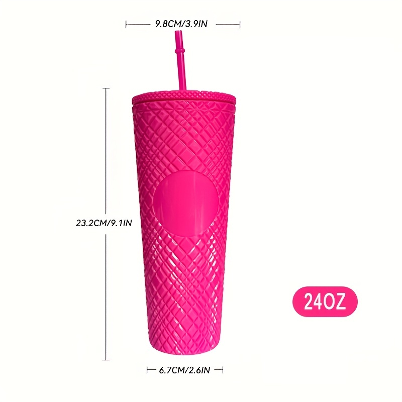 Hot Starbucks Cute Pink Matte Diamond Studded Tumbler Cold Cups 24oz/710ml  Gifts