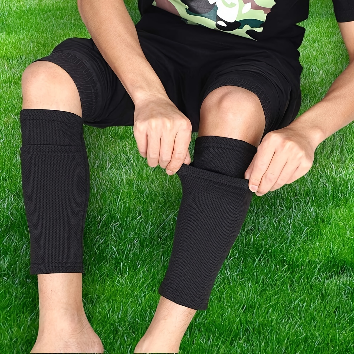 Football Leg Sleeves [1 Pair] - For Adult & Youth - Calf Compression Sleeves  for Men and Boys - Black 