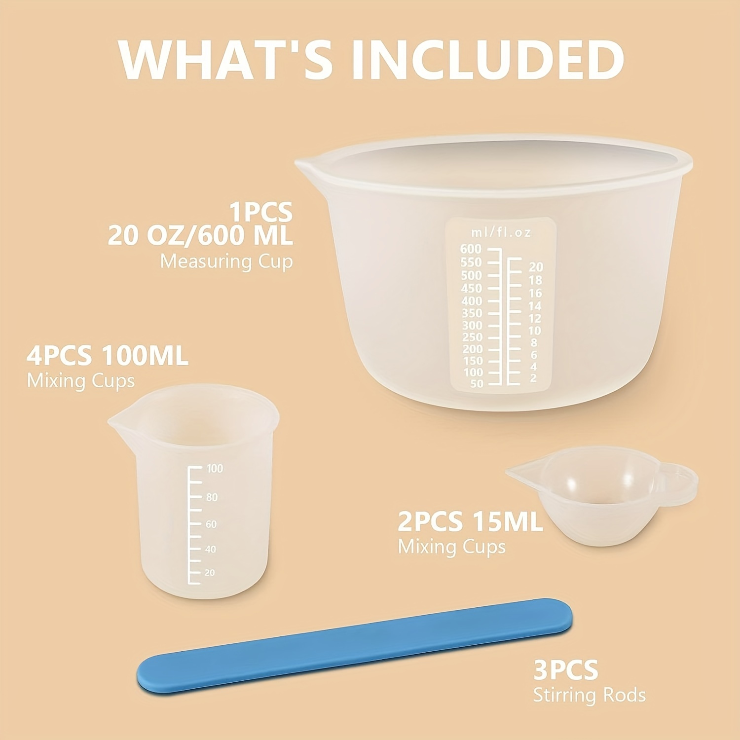 Silicone Measuring Cups For Epoxy Resin,resin Supplies With 250&100ml  Silicone Cups For Resin,molds