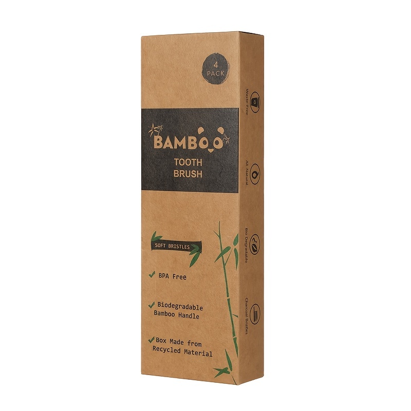 4pcs Bamboo Toothbrush Soft Toothbrush Manual Toothbrush