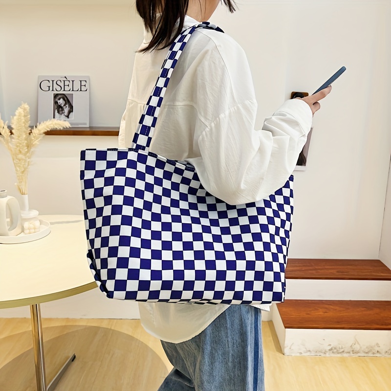 Checkered tote best sale shoulder bag