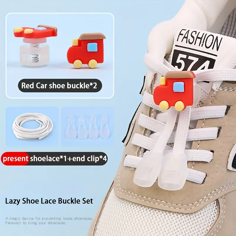 2pcs Tie-free Lazy Cartoon Shoe Buckles & 1pc Shoelaces & 4pcs Shoelaces End Clips, Shoe Accessories,Temu