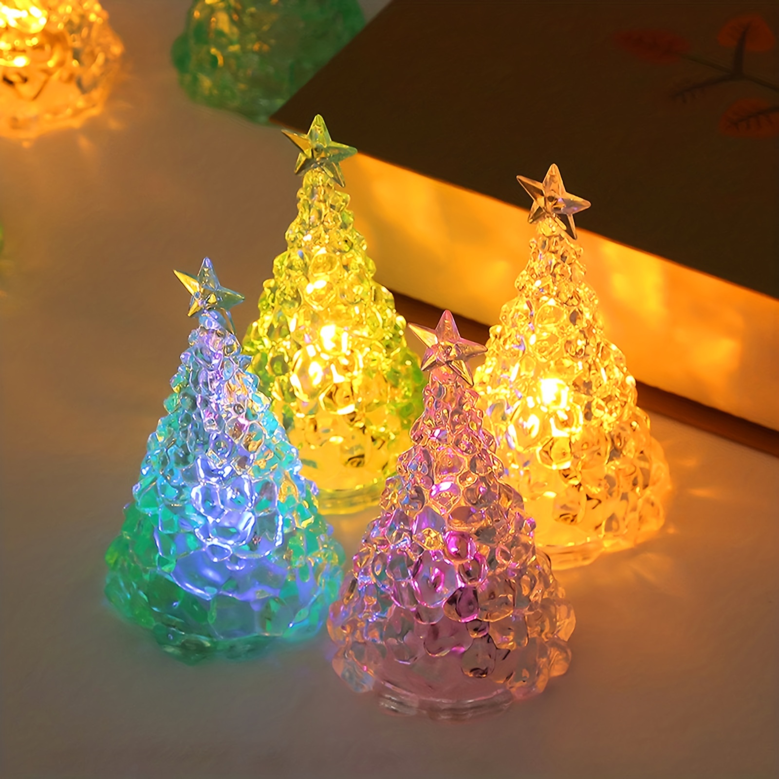 Acrylic Christmas Tree Colorful Night Light Glowing - Temu