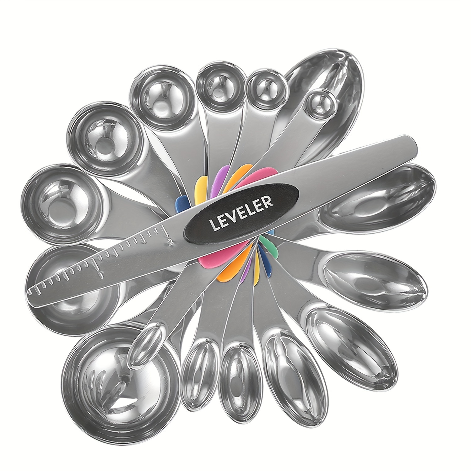 20 piece stainless steel measuring cups and spoons set with magnetic double sided measuring spoons plastic measuring cups and leveler baking and cooking utensils details 16