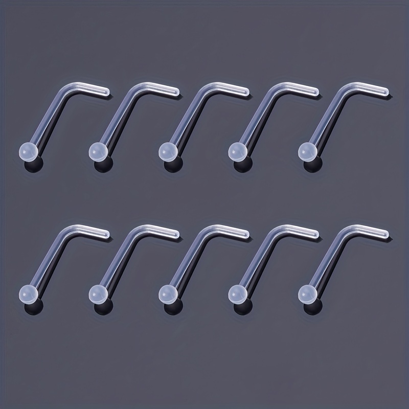 10pcs Clear Acrylic Nose Stud Earrings Set