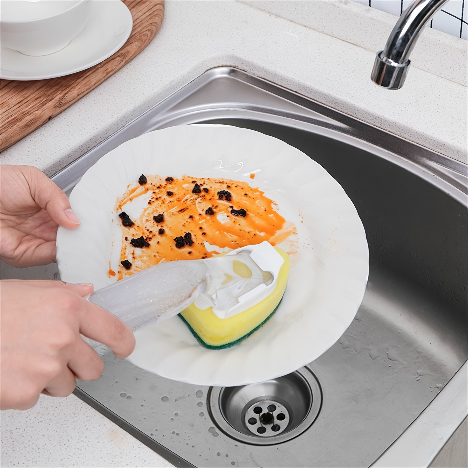 Ceramic Soap Dispenser Dish Brush: Perfect For Dishes, Pots, Pans & Kitchen  Sinks - Household & College Dorm Essentials! - Temu