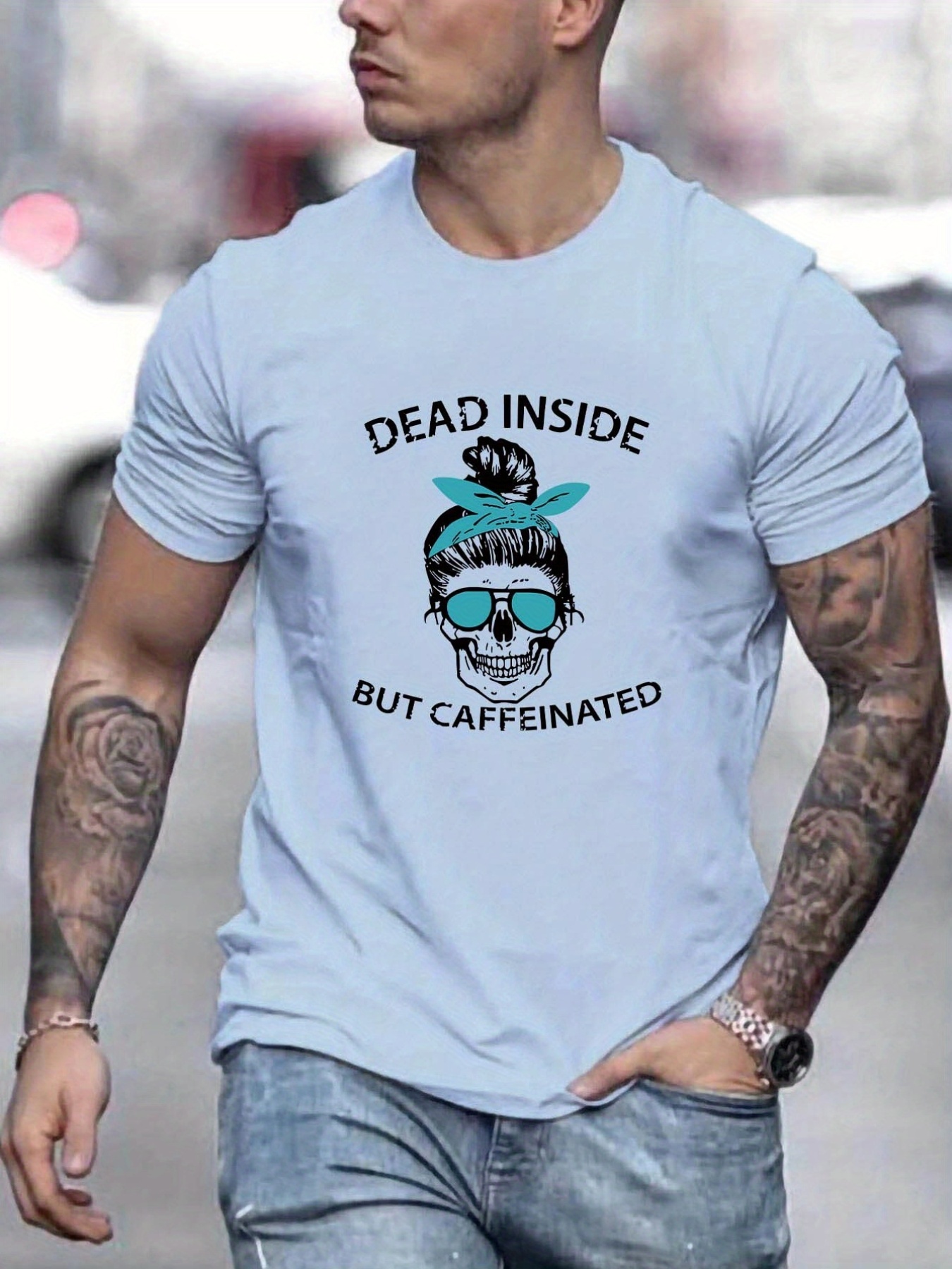 Camiseta C moda Estampado Patr n dead Inside But Temu Chile