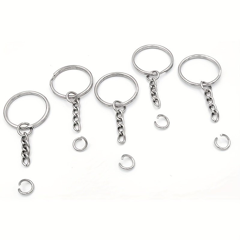  Keychain Rings, Key Chain Kit Widely Used Fine Workmanship 30  Sets for Jewelry Crafts (Silver)