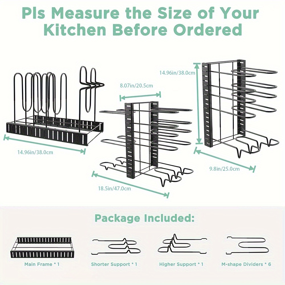 Pan Organizer Rack for Cabinet, Pot Lid Holder, Kitchen Organization &  Storage for Cast Iron Skillet, Bakeware, Cutting Board - No Assembly  Required - China Pan Organizer Rack and Cabinet Organizer Rack price