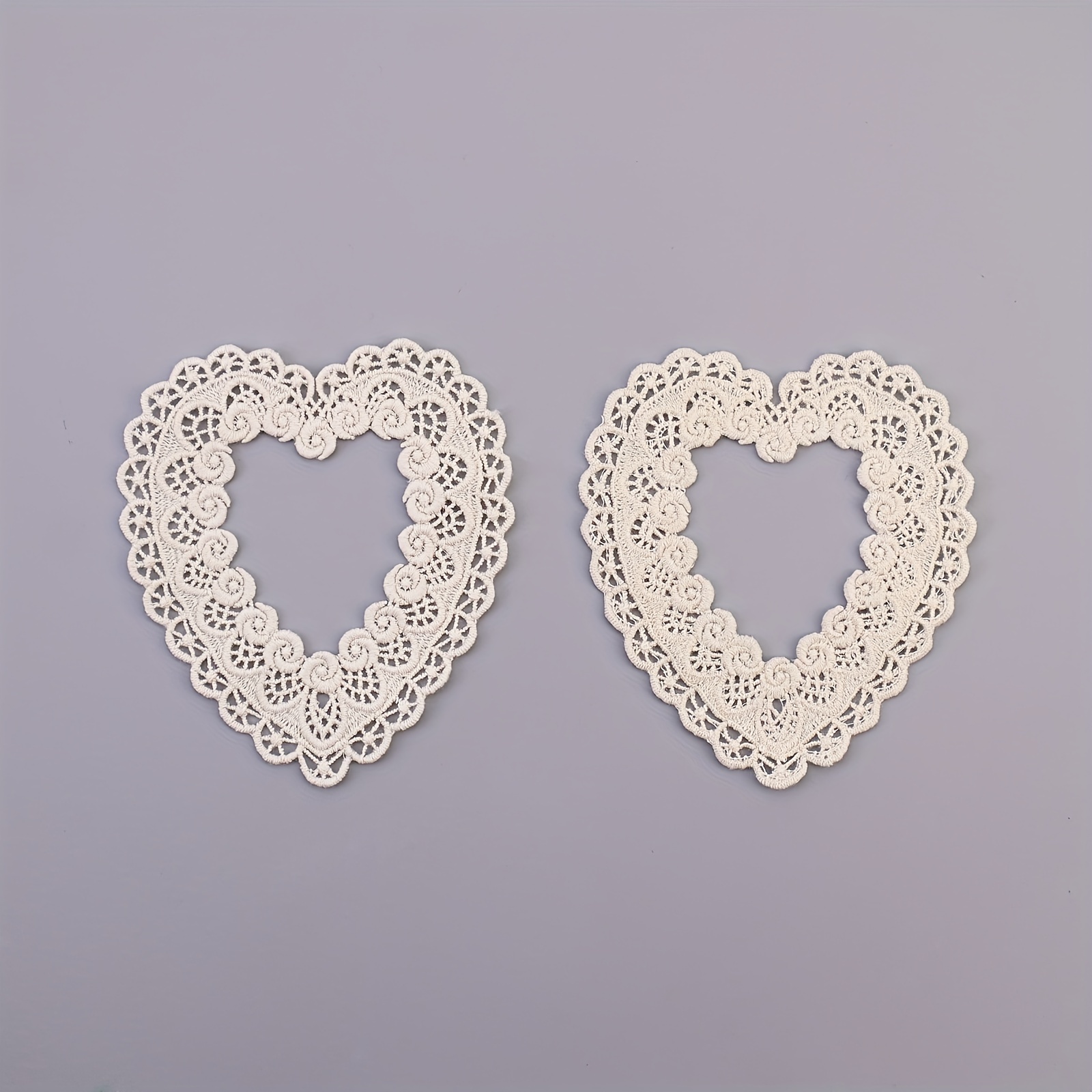 Image of 2pcs Lace Pattern, Loving Applique Patches For Craft Costume Wedding Decoration Vintage Clock Handbook Decorative Gift Box Decoration