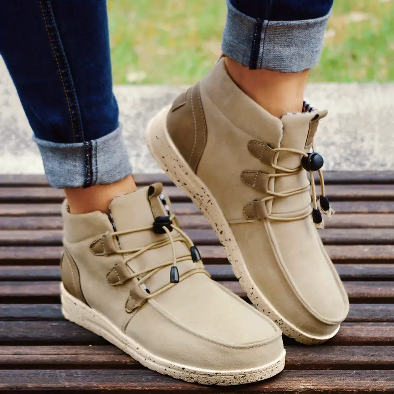 Women's High Top Sneaker Boots, Comfortable Round Toe Drawstring